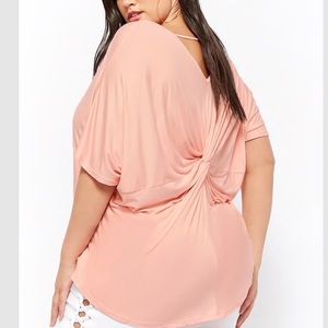 Plus size slub knit twist back